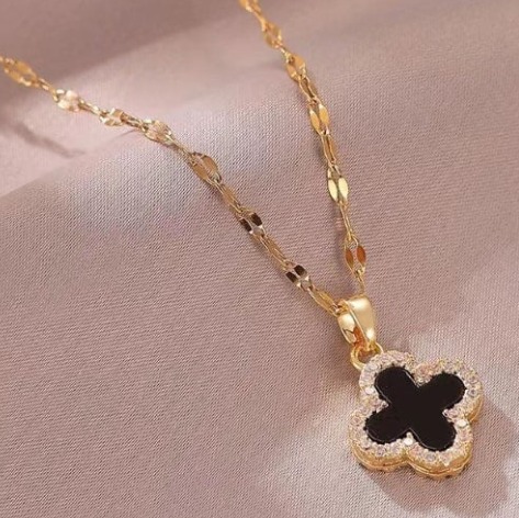 Miniatura 2 de Collar Trebol 4 Hojas Negro+CAJAREGAL DP